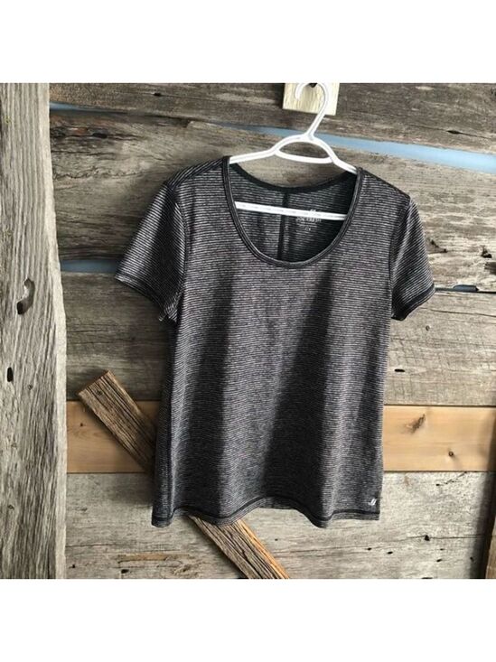 Joe Fresh Tops - JOE Fresh size Large Grey/Black striped, scoop neck t-shirt